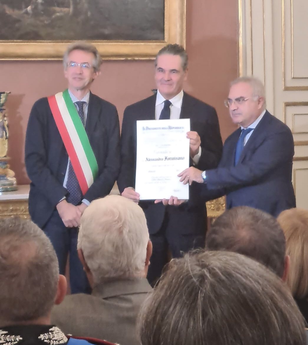 Alessandro Formisano al conferimento dell’onorificenza di Cavaliere dell’Ordine al Merito della Repubblica Italiana